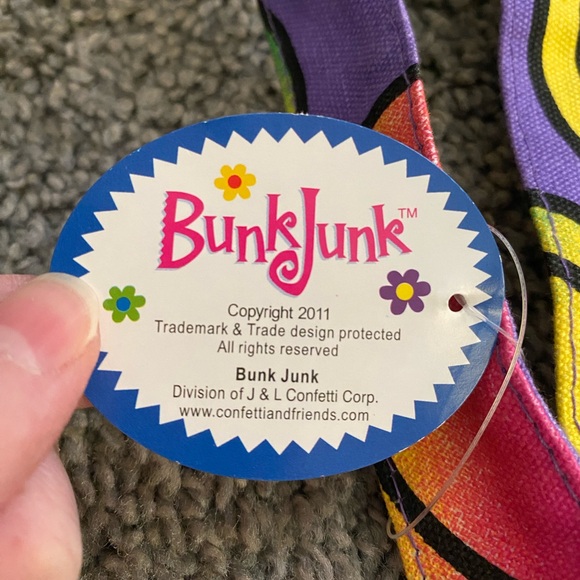 NWT Bunk Junk Neon Multicolor Smiley Face Medium Size Retro Colorful Tote Bag - Picture 4 of 15